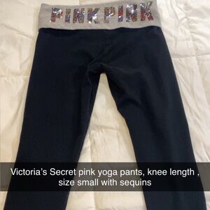 Victoria's Secret Black Leggings with Pink Sequins